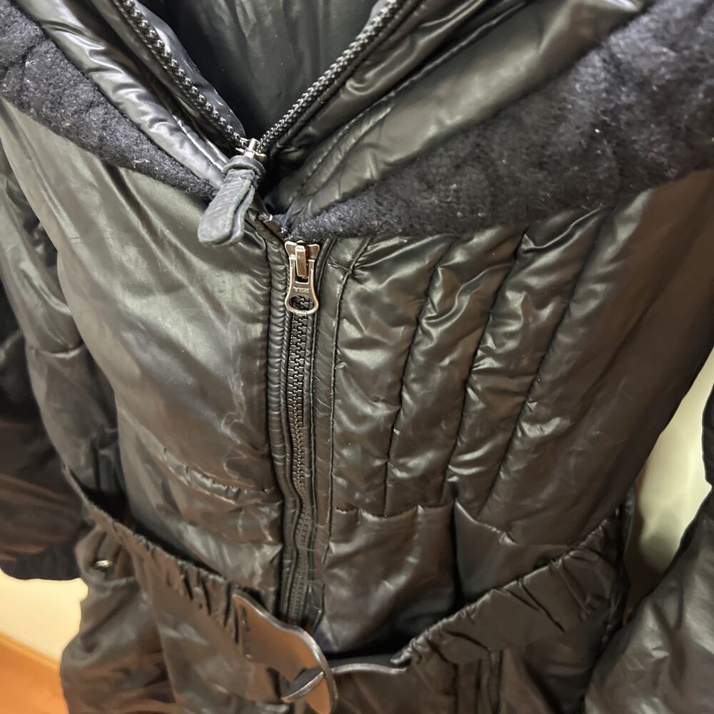 Mackage Ace Puffer Coat BLACK Mid Length Cable Knit Accents size M - Picture 5 of 7